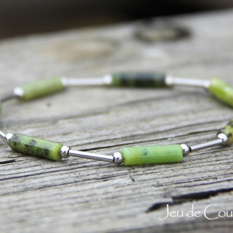 Chrysopras-Armband (elastisch) in Grün mit Edelstahl-Elementen
