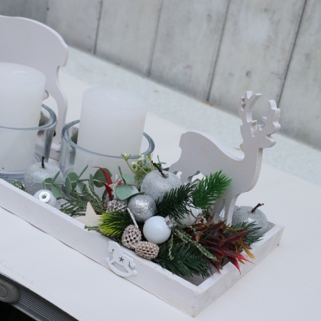 Adventskranz weiß Adventsgesteck lang haltbar Weihnachtsdeko