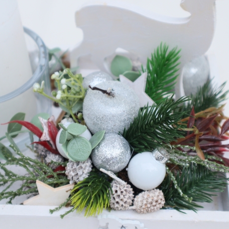 Adventskranz weiß Adventsgesteck lang haltbar Weihnachtsdeko