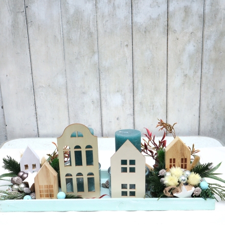 Adventskranz weiß Adventsgesteck lang haltbar Weihnachtsdeko