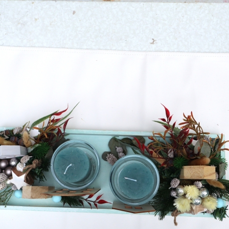 Adventskranz weiß Adventsgesteck lang haltbar Weihnachtsdeko