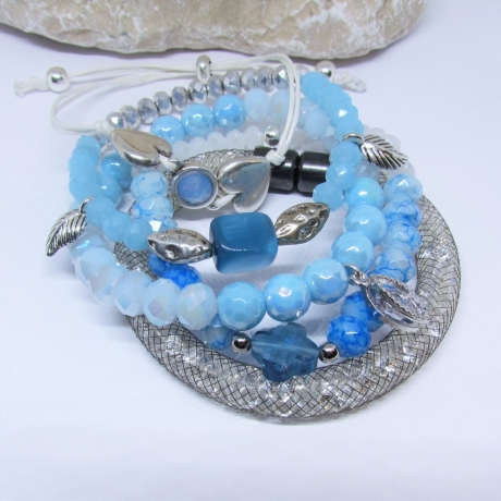 Armband Set 5 Teile Swarovski® Kristall Kleeblatt Glücksbringer