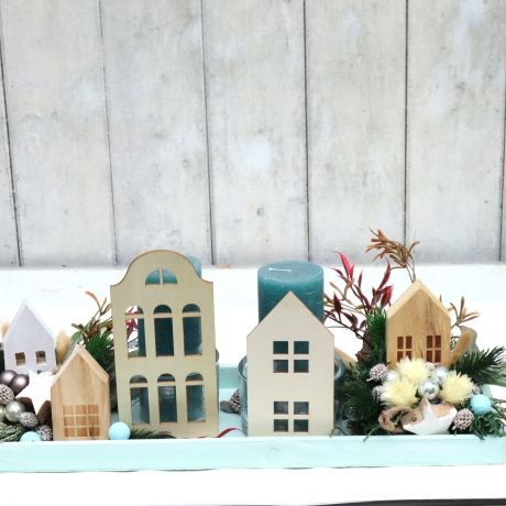 Adventskranz weiß Adventsgesteck lang haltbar Weihnachtsdeko