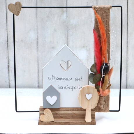 Tischgesteck Aufsteller Haus modern Tischdekoration Trockenblumen