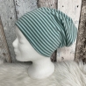 Beanie Mütze Stirnband Loop gestreift Schlapphut Zopf Loopmütze