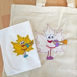 4x Stickdatei Laubbläser Laubi als Einzelmotiv plus ITH Baumler