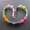 Kinderkette bunt silberfarben Perlen Blütenkelche Mädchen Kette