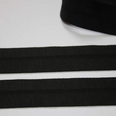 Jersey Schrägband schwarz 20 mm / 10 mm elastisches Band
