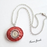 Kette kurz mit Anhänger orange silberfarben Upcycling