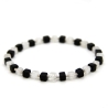 schwarze Onyx- und Crash-Bergkristall-Würfel-Armband (elastisch)