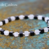 schwarze Onyx- und Crash-Bergkristall-Würfel-Armband (elastisch)
