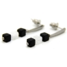 schwarze Onyx- und Crash-Bergkristall-Würfel-Edelstahlohrstecker