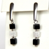 schwarze Onyx- und Crash-Bergkristall-Würfel-Edelstahlohrstecker