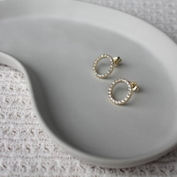 925 Sterling Silber Ohrstecker in Kreisform mit Zirkonia