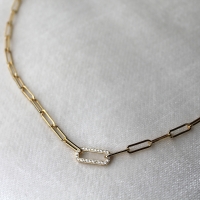 925 Sterling Silber Gliederkette vergoldet mit Zirkonia besetzt