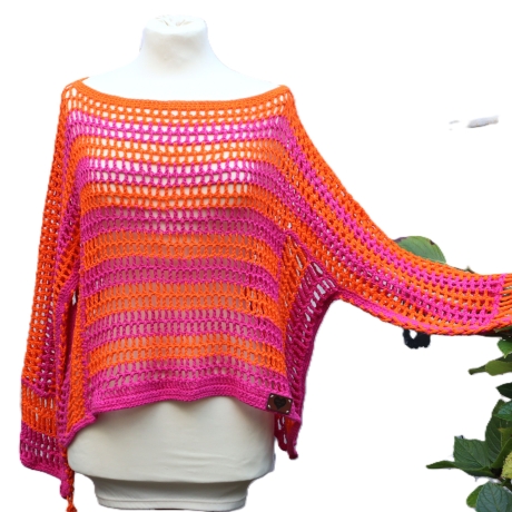 Pullover gehäkelt Tunika Pulunder Mode unisex Handarbeit