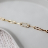 925 Sterling Silber Gliederkette vergoldet mit Zirkonia besetzt