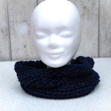 Loop gestrickt Schlauchschal Schlupfschal Halssocke schwarz