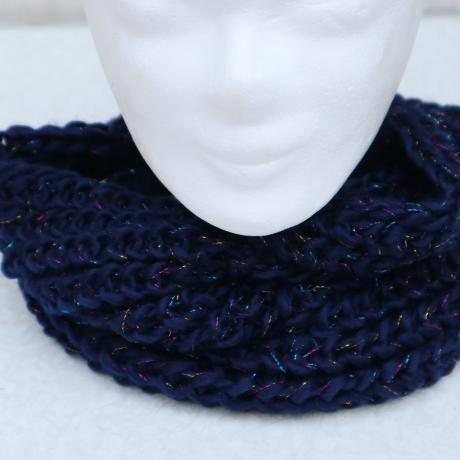 Loop gestrickt Schlauchschal Schlupfschal Halssocke schwarz