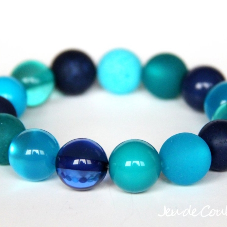 Polaris-Kugel-Armband (elastisch) in Blau und Türkis-Nuancen