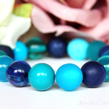 Polaris-Kugel-Armband (elastisch) in Blau und Türkis-Nuancen