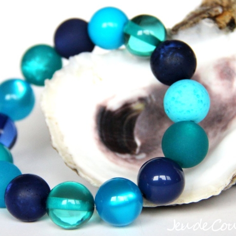 Polaris-Kugel-Armband (elastisch) in Blau und Türkis-Nuancen