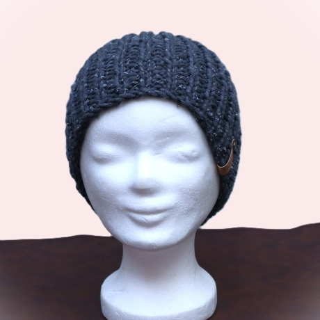 Mütze gestrickt dunkelgrau Hut Beanie Strickmode Strickmütze 