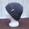 Mütze gestrickt dunkelgrau Hut Beanie Strickmode Strickmütze 
