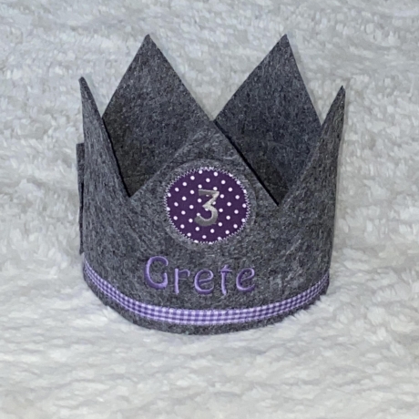 Geburtstagskrone mit Name und Zahl♥Filz♥lila