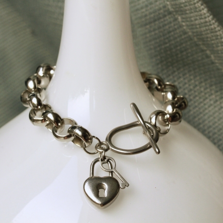 Armband Edelstahl Schloß Schlüssel wasserfest