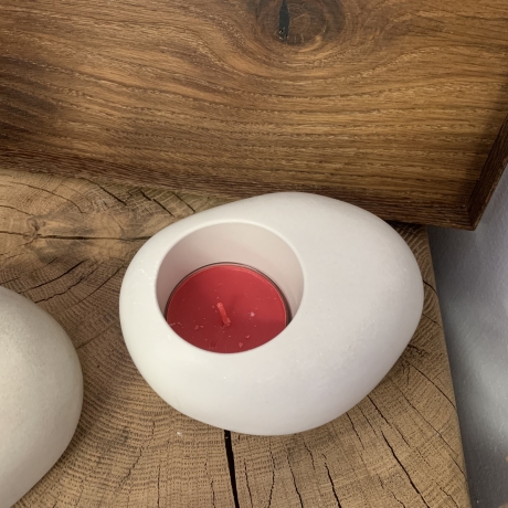 XL Teelichthalter Stein minimalistisch , Grau, Dunkelgrau, Beton