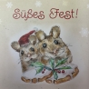 Weihnachtskarte Klappkarte Mäuse Handarbeit