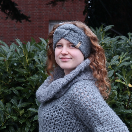 Minikleid Long Pullover gehäkelt Oberteil Tunika mit Wolle grau 