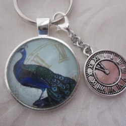Schlüsselanhänger Anhänger Pfau Ziffernblatt Paon
