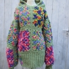 Pullover gehäkelt mit Kapuze Sweater Tunika Granny Muster weich