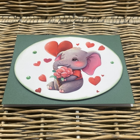 Grußkarte - Valentinstag - Geburtstag - kleiner Elefant Herzen