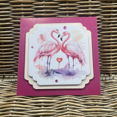 Karte Valentinstag - Hochzeit - Verlobung - Flamingos