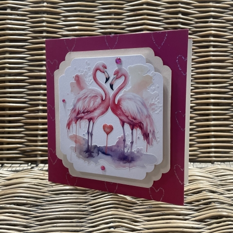 Karte Valentinstag - Hochzeit - Verlobung - Flamingos