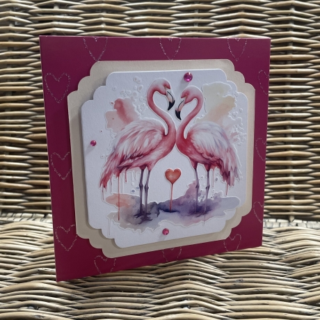 Karte Valentinstag - Hochzeit - Verlobung - Flamingos
