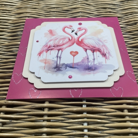 Karte Valentinstag - Hochzeit - Verlobung - Flamingos