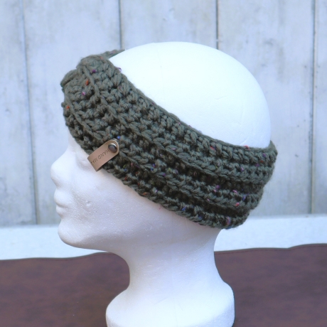 Ohrwärmer gehäkelt Stirnband Strickmode Turban Haarband grün