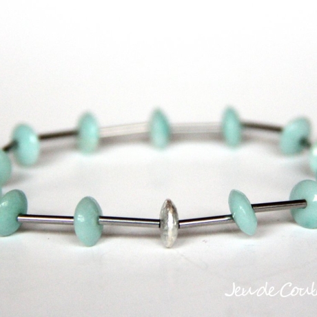 Amazonit-Armband (elastisch) in Mint mit silberfarbenen Elementen