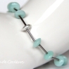 Amazonit-Armband (elastisch) in Mint mit silberfarbenen Elementen