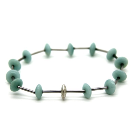 Amazonit-Armband (elastisch) in Mint mit silberfarbenen Elementen