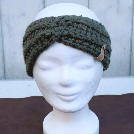 Ohrwärmer gehäkelt Stirnband Strickmode Turban Haarband grün