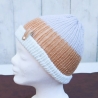Mütze gestrickt mit Bommel bunt  Beanie Häkelmütze Streifen