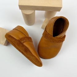 Lederpuschen Krabbelschuhe Gr. 19/20 Cognac Babyschuhe