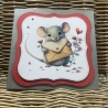 Quadratische Karte Valentinstag - Geburtstag - verliebte Maus 