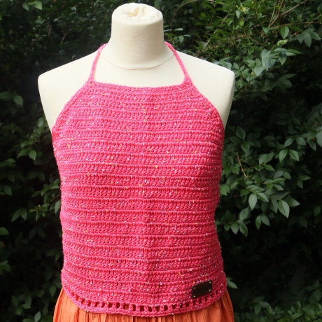 Top gehäkelt Häkeltop Oberteil Bustier Damenmode Handarbeit pink