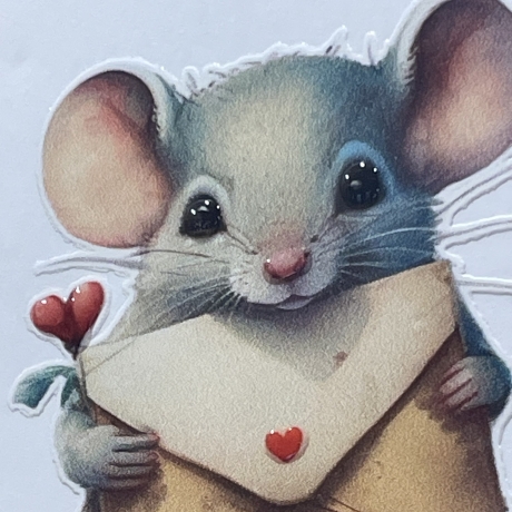 Quadratische Karte Valentinstag - Geburtstag - verliebte Maus 